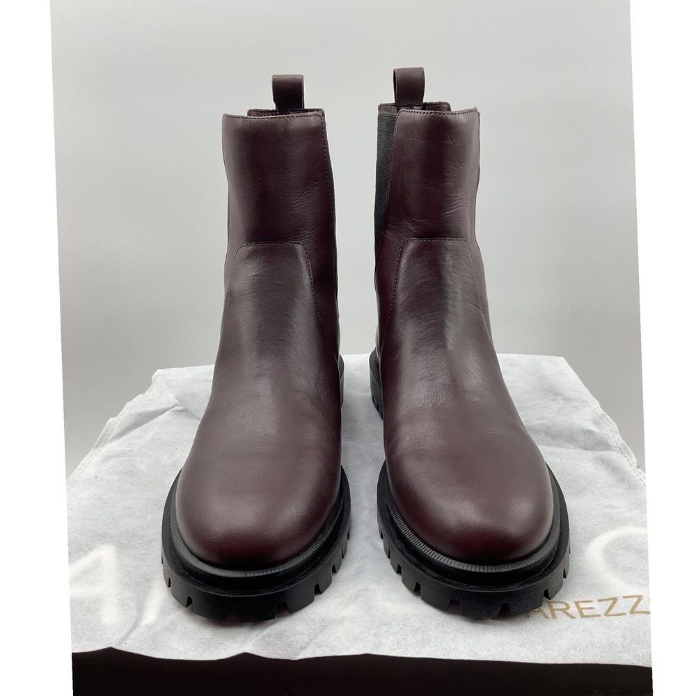 Arezzo Burgundy Leather Lug Sole Chelsea Boots Made in Brazil Womens 8.5B
